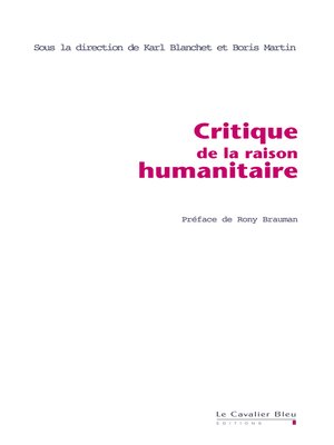 cover image of Critique de la Raison Humanitaire